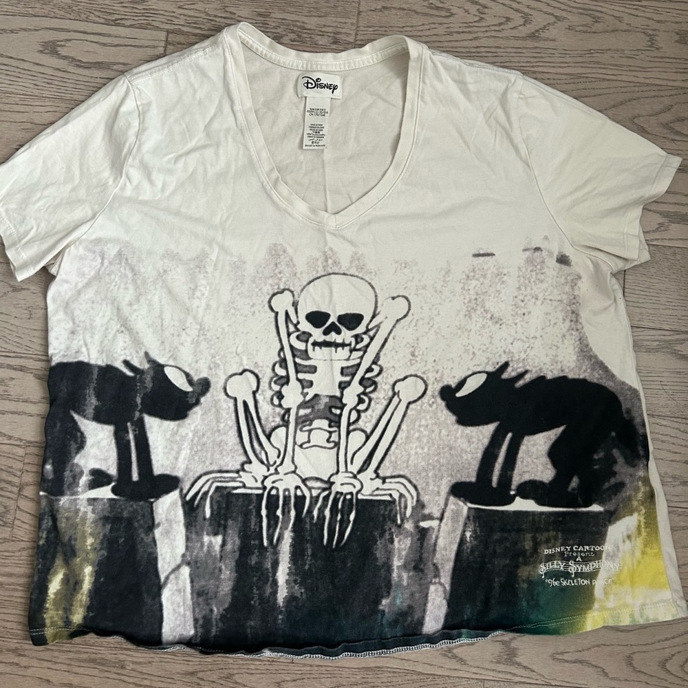 Vintage Disney Skeleton Dance V-Neck Shirt Silly Symphony